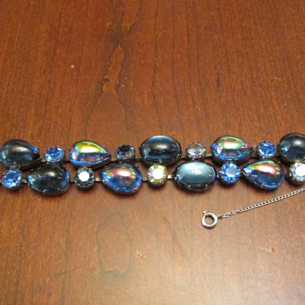 Vintage Signed REGENCY Blue JEWELS Bracelet - Picture 4 of 6
